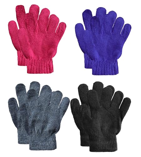 Image of Acrylic warm School Woolen Winter knit cold weather fleece wool Gloves for Boys & Girls, fits for 5-10 years