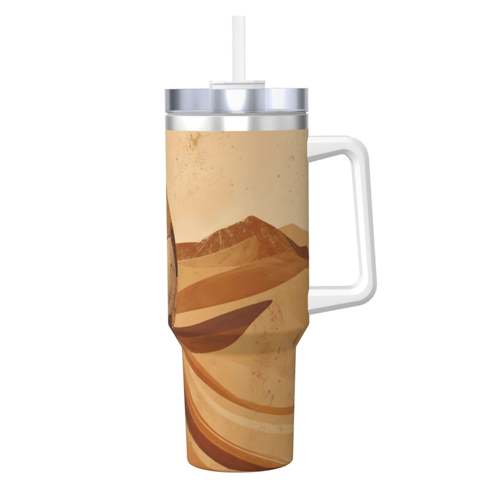 Taza de viaje de fútbol vintage de 40 oz con asa, el regalo reutilizable ideal para deportistas