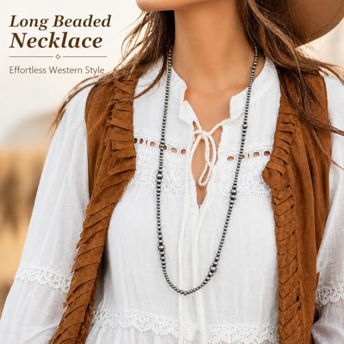 Juego de collar de perlas navajo con pendientes turquesa estilo vaquera y bohemio para mujer 3