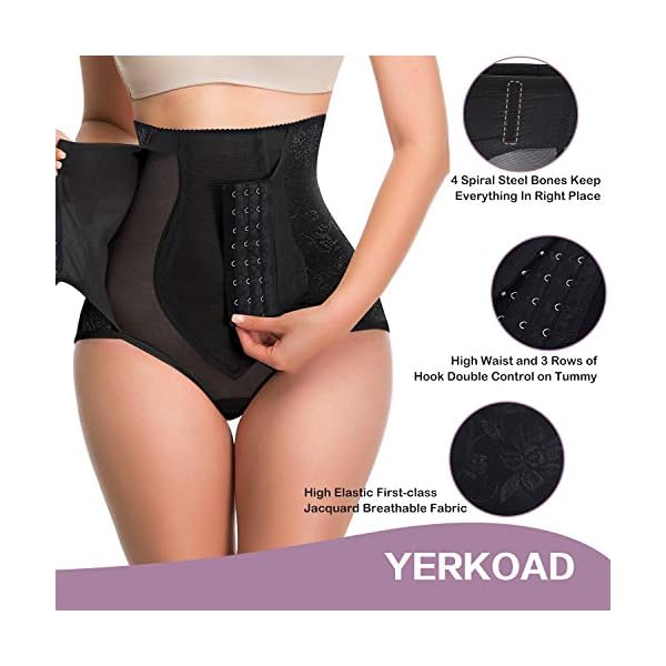 YERKOAD Tummy Control Panties for Women Shapewear Butt Lifter Short High Waist Trainer Corset Slimming Body Shaper Underwear(Large, Black)