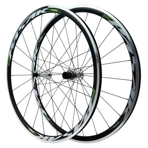 GEIRONV Rueda Delantera Y Trasera de Bicicleta 700C, 20/24H, 2 Rodamientos Delanteros Y 4 Traseros Freno C/V for Ciclismo Carretera Llanta de 23C-45C 7-12 Velocidades(Green)