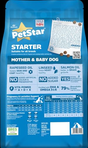 Image of Mankind PetStar Starter Dry Dog Food (High Protein) for Mother & Puppy, 1kg Pack | Improves Muscle & Strength, Supports Immunity, Protects Liver & Kidney