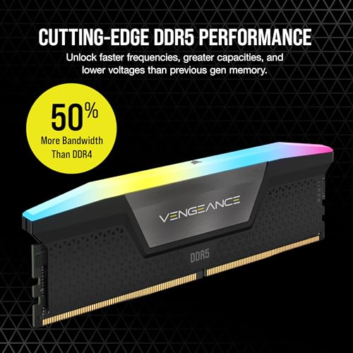 Image of CORSAIR Vengeance RGB DDR5 RAM 16GB (1x16GB) 5200MHz CL40 Intel XMP iCUE Compatible Computer Memory - Black (CMH16GX5M1B5200C40)