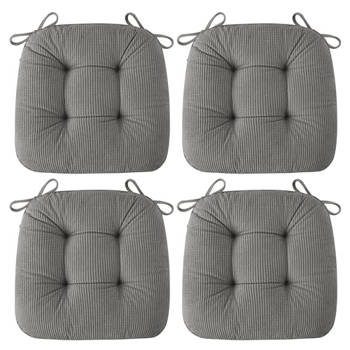 Image of AddGrace Chair Cushions for Dining Chairs Soft Kitchen Seat Cushions 18 inch x 18 inch x 3 inch Non-Slip Seat Pads Grey Set of 4