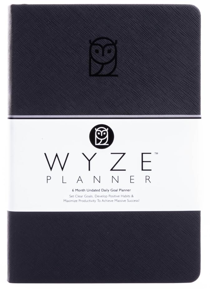 Undated Daily Planner – 6-Month A5 Productivity Organizer with Full Page Per Day, Hourly Schedule, Goal Setting, Habit Tracker, Weekly & Monthly Pages – Hardcover Time Management Notebook (Black)