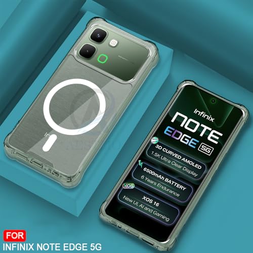 Image of AESTMO Clear Back Cover for Infinix Note Edge 5G | 360 Protection | Transparent Back Cover for Infinix Note Edge 5G (PC + TPU, Compatible with MagSafe Accessories, Transparent Bumper)