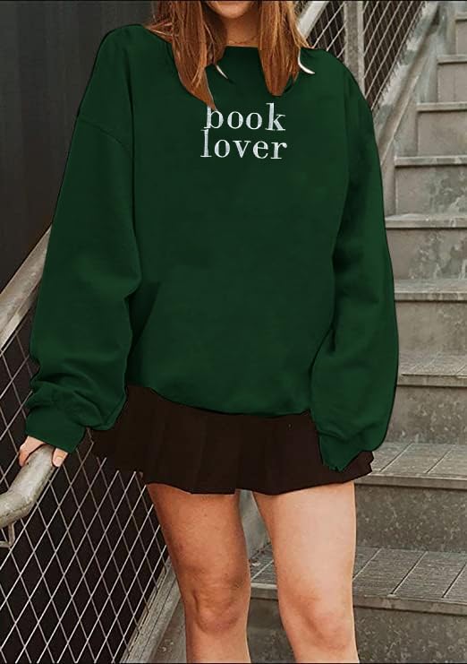 MOUSYA Book Lover Embroidered Sweatshirt Women Funny Reading Book Long Sleeve Shirt Casual Teacher Pullover Tops4