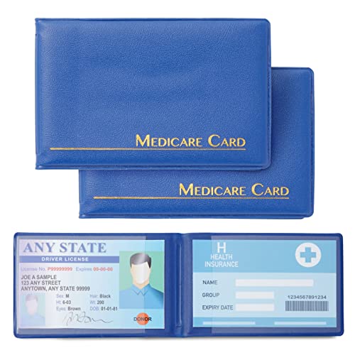 Amazon Com 3 Pack Medicare Card Holder With 2 Clear Sleeves For Health Insurance Id Social Security Card Protector 3 8 X 2 5 In Office Products
