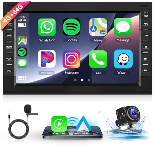 Hodozzy 4G+64G Android Car Stereo for VW T5 Golf 4 Bora Polo Passat B5 Jetta Seat Peugeot 307 Ford Galaxy, 7 Inch Touchscreen with Carplay Android Auto GPS Wifi Bluetooth FM/RDS DSP Canbus Camera