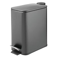 Vista 14 de mDesign Cubo de Basura Rectangular con Pedal – Cubo de Basura de Metal de 5 L con Pedal, Tapa e Inserto de Cubo de Plástico – Cubo de Basura