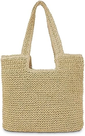 Straw Beach Tote Bag: Large Summer Boho Woven Bags - Rattan Handm...