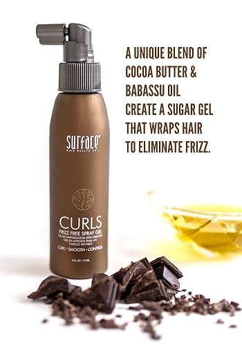 Miniatura 4 de Surface Hair Gel en aerosol sin encrespamiento, control ligero con manteca de cacao y aceite de babasú, para cabello rizado o lacio, 4 onzas líquidas