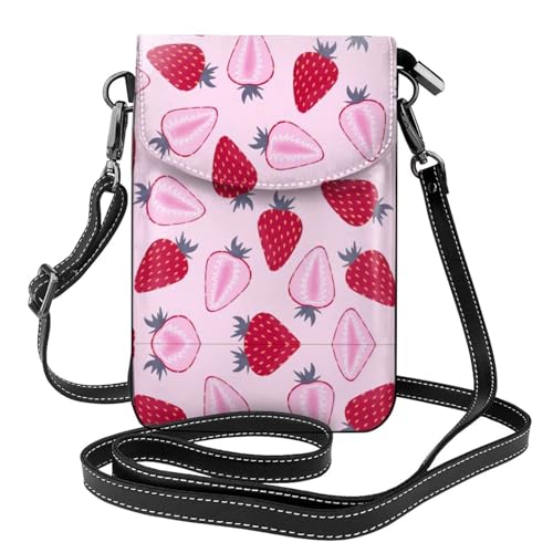 Petit sac à rabat fraise pour voyager léger avec son téléphone en ville
