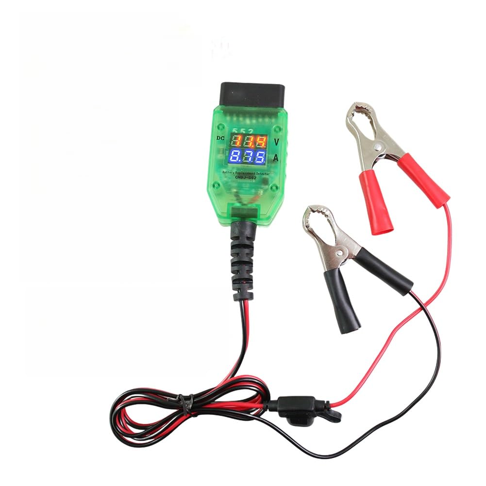 OBD Battery Saver for Car ECU Memory Backup – Dual Display Voltage/Current Monitor, Leakage Detection & Overload Protection, ABS Housing, Green