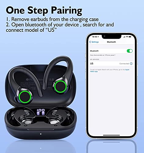 Wireless Earbuds Bluetooth 5.2 Wireless Sports Bluetooth Earphones In Over Ear Headphones With Earhooks Built-In Mic Headset For Iphone 14 Pro Max Android Running Outdoor Workout Sports #TOP2