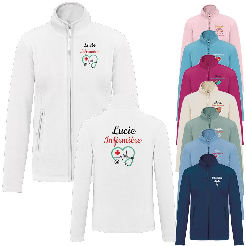 Veste polaire personnalisée pour femme ou homme, infirmière, sage femme, docteur, auxiliaire puéricultrice, travail médical, taille du S au 4XL