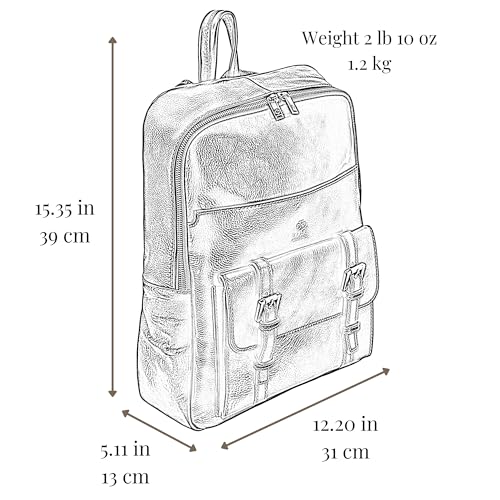 Image of Time Resistance Leather Backpack Vintage Rucksack Purse for Laptop up to 15 in Black