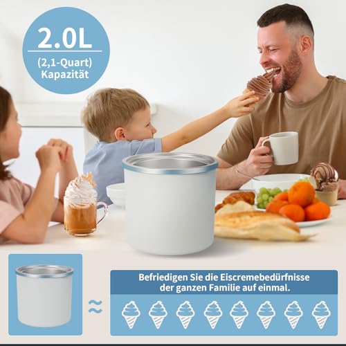 AIRMSEN Eismaschine mit LCD-Display Eismaschine Selbstkühlend für 2 L, 9 Programme, BPA-frei, für selbstgemachtes Eis, Joghurt, Sorbet & Frozen Drinks in nur 20-40 Minuten – Bild 3
