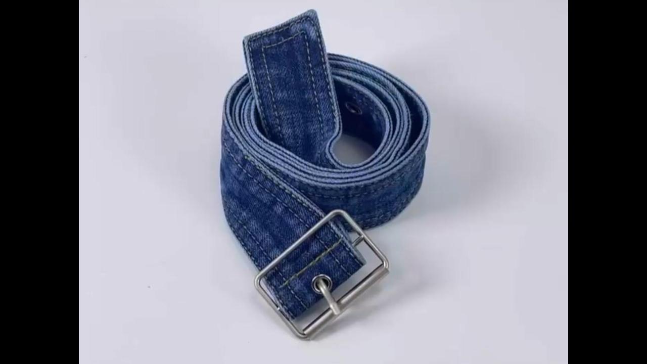 Blue Denim Metal Statement Belt Samurai Jeans Kurozan Indigo Leather Belt – Made in Japan main image 4