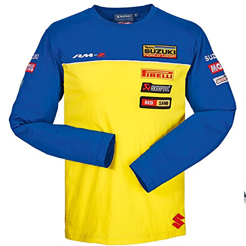 Suzuki MXGP Team - Camiseta de Manga Larga, Color Azul y Amarillo Azul Amarillo XL