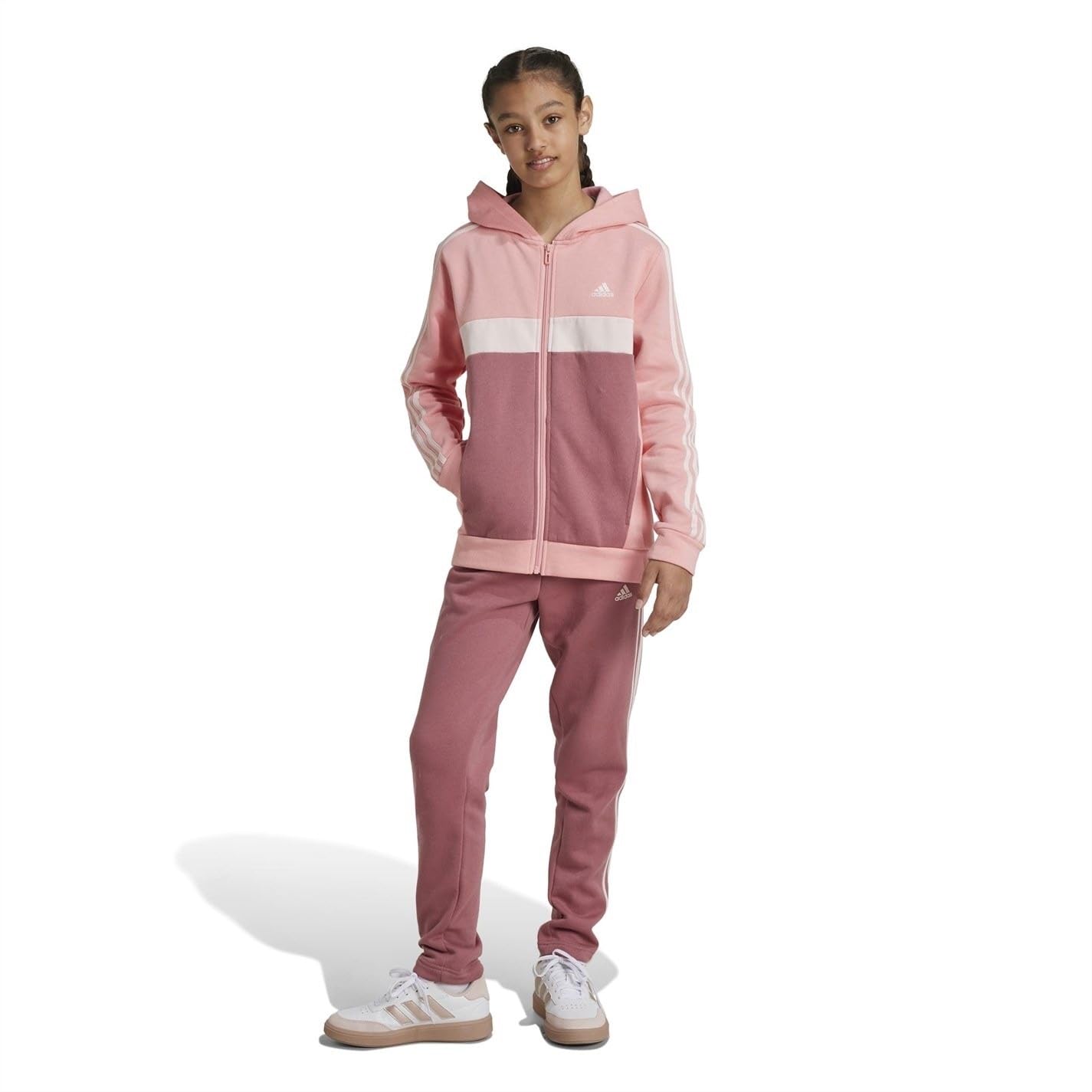 adidas Tiberio 3 Stripes Colorblock Fleece Junior Tracksuit 13-14 Years