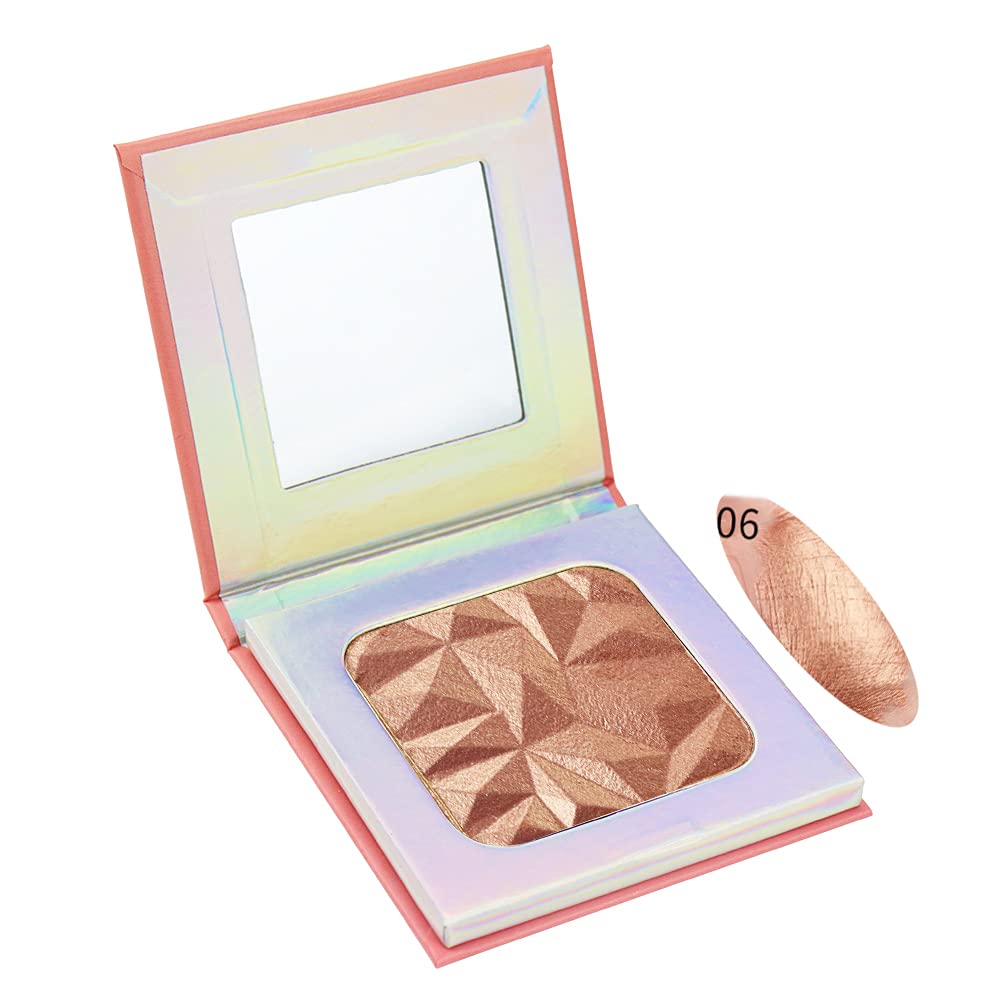 SZDYM Highlighter Makeup Palette,holographic packaging with Mirror Cosmetics Vegan, Cruelty Free and Hypoallergenic 6 color Pigmented Face (Highlighters-06)