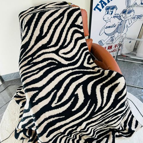 Elasad Fluffy Fleece Throw Blanket For Couch, Soft Cozy Black And White Zebra Blankets Fuzzy Thick Twin Blanket For Women thumb #6