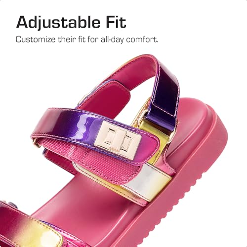 Image of DREAM PAIRS Girls Sandals Casual Open Toe Two Adjustable Strapped Sandals with Hook and Loop for Little Kid /Big Kid