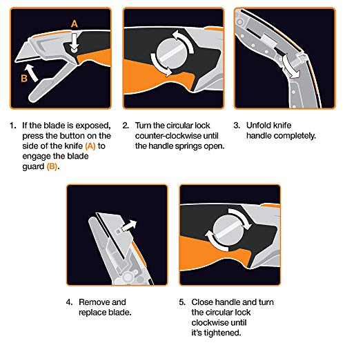 Fiskars Faca utilitária Pro 770010-1001, fixa, laranja/preta