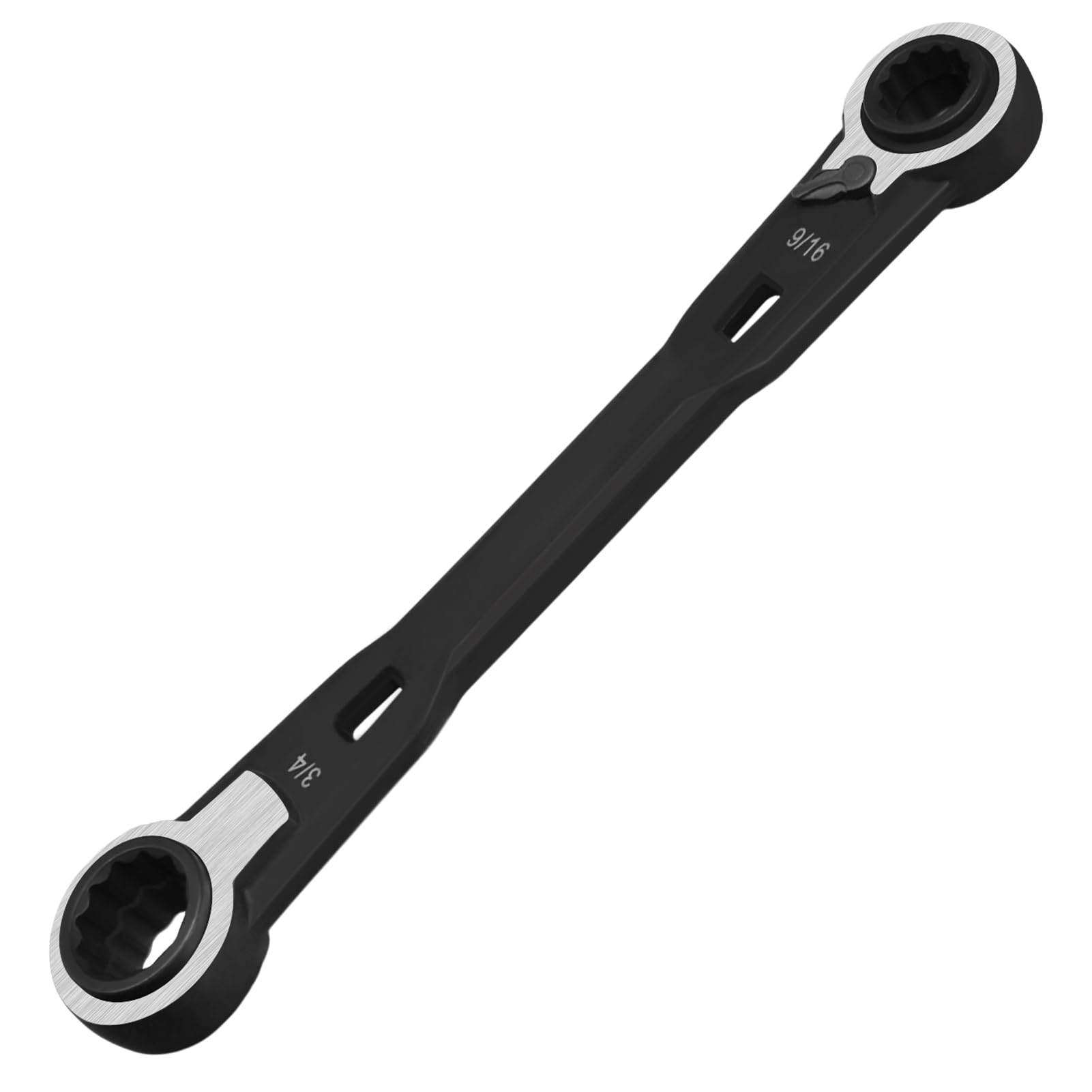 GOLD DEER 4-in-1 Reversible Ratcheting Box Wrench Set SAE 9/16" 5/8" 11/16" 3/4" Double Box End Wrench Set Ratchet Wrench Set,72-Tooth Ratcheting Gear,CR-V Steel