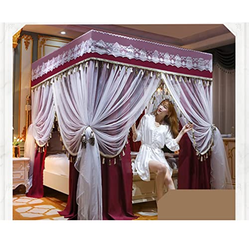 Mosquitera con dosel y borlas románticas protección estética de cama 2