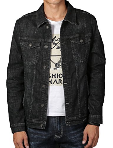 Image of Mens Classic Vintage Washed Trucker Jean Denim Jacket Coat