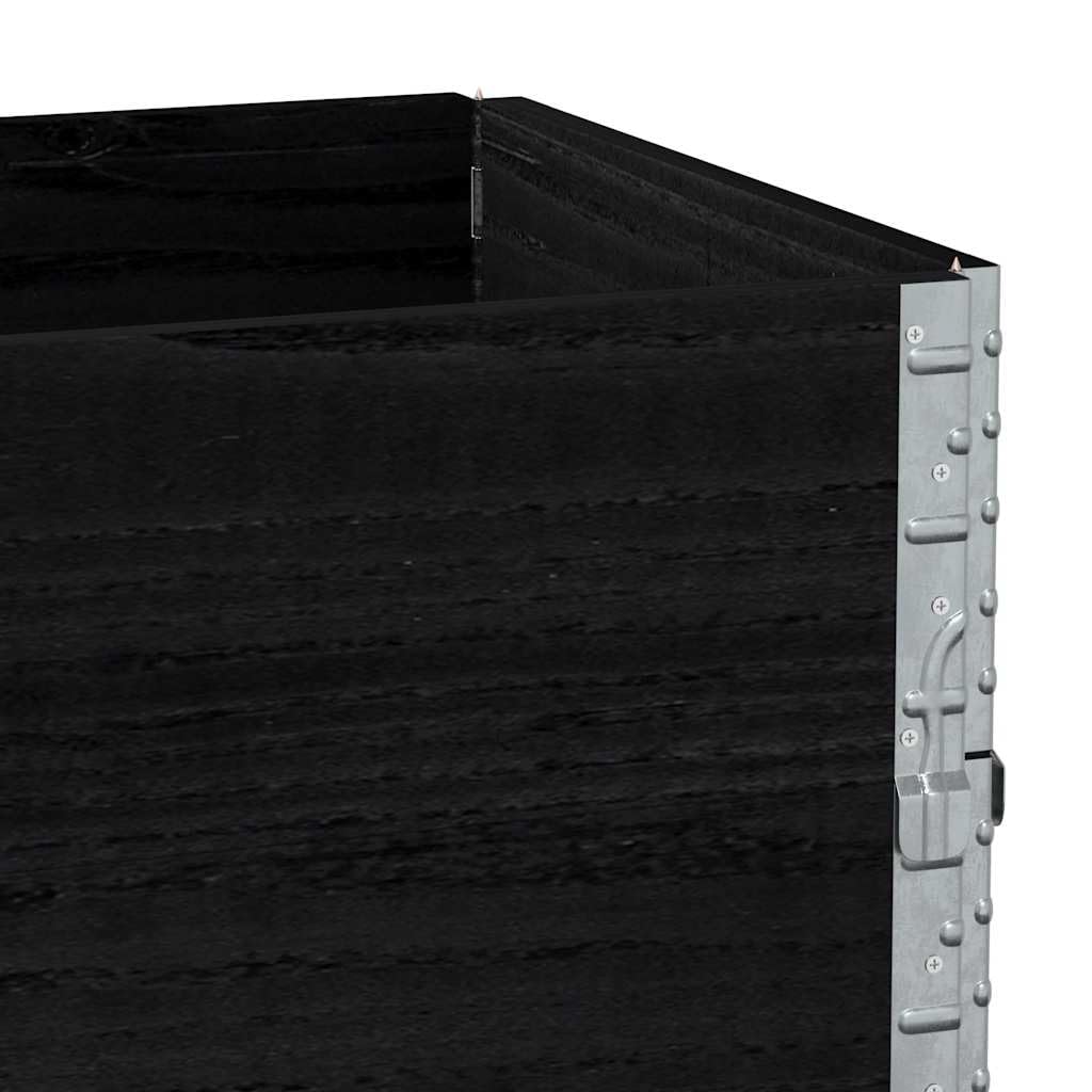 Ramki na palety, 3 szt., czarne, lite drewno sosnowe, 100 x 50 x 60,5 cm, możliwość układania w stos, z ocynkowanymi zawiasami, do magazynu, logistyki, transportu i zabezpieczenia ładunku
