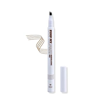 Pimp My Brow Microblading Eyebrow Pen 4-Fork Tip, Waterproof, Long-Lasting, Natural Hair-Like Strokes, Medium Brown, 6ML/0.21 OZ,pack of 1