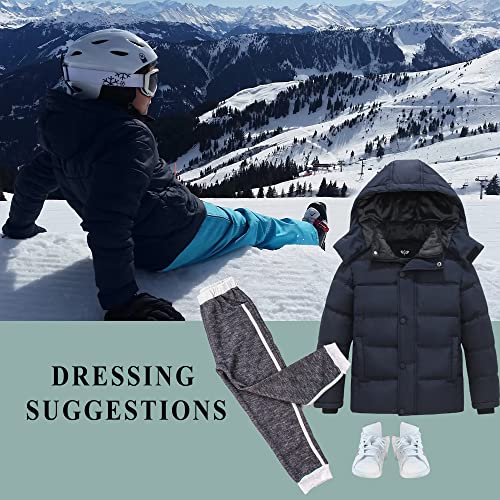 Ggleaf Boy's Winter Coat Thicken Puffer Jacket Water Repellent Outwear With Removable Hood Navy 14-16 #TOP3