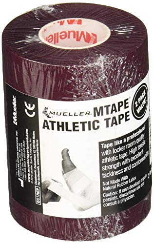 Image of MUELLER Sports Medicine MTape Rolls, Quality Athletic Tape, Easy to Tear for Fast & Effective Taping, 1.5 inch x 10 Yards Per Roll, 2 Rolls, Maroon