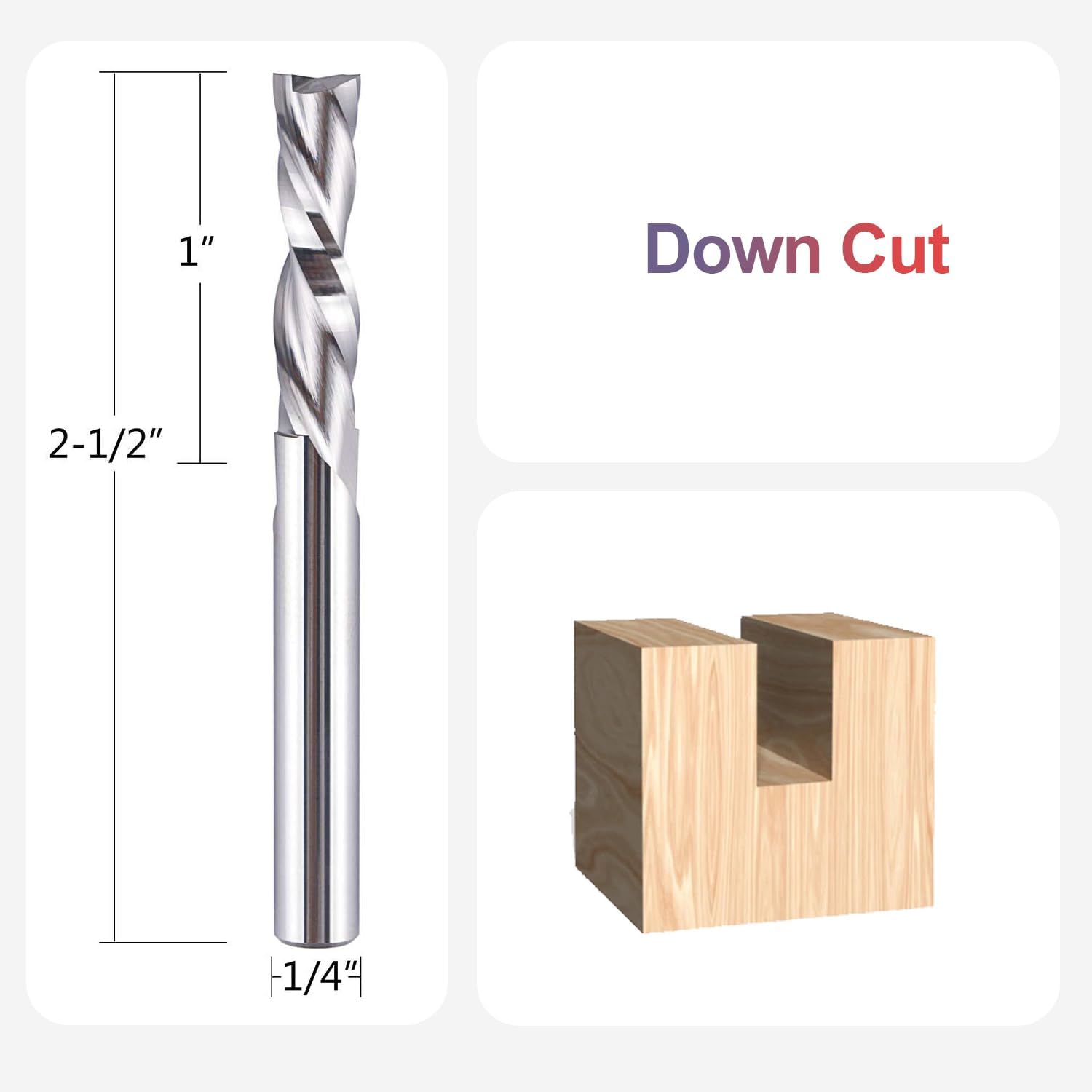 SpeTool 1/4 Inch Shank Down Cut End Mill, HRC55 Solid Carbide CNC Router Bits - Image 2