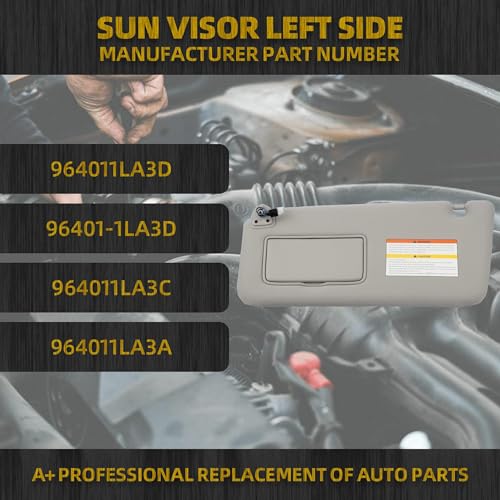 image for Dasbecan Gray Left Driver Side Sun Visor Compatible with Infiniti QX56