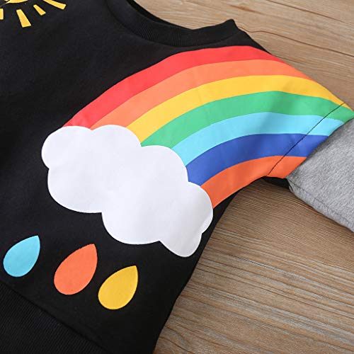 Roupas completas para meninos meninos meninas manga longa arco-íris estampado suéter roupas criança