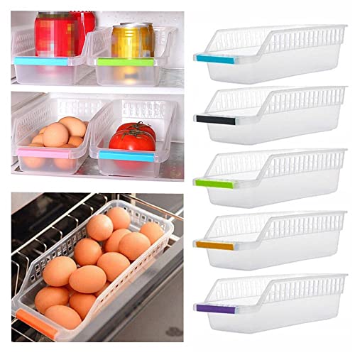 Lot de 5 bacs de rangement en plastique pour réfrigérateur, congélateur et cuisine - Couleur aléatoire