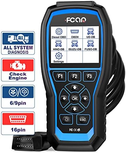 FCAR F506 All System Heavy Duty Truck Diagnostic Tool for ABS SRS Engine Transmission, 2 in 1 Code Scanner for Diesel Trucks and Cars, Heavy Duty Truck Scanner for Freightliner, Cummins