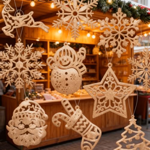 VIKY® 42 Stück Weihnachtsbaum Deko Champagnergold - Elegante...