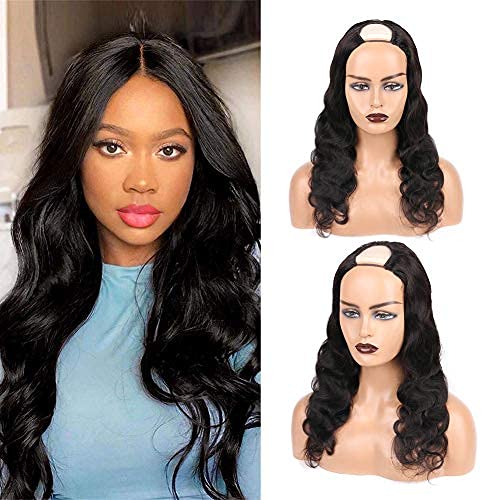 BK Beckoning Body Wave U Part Human Hair Wigs Brazilian Remy Human Hair Wig Glueless U Shape Body Wave Hair Half Wig Clip in hair Wig For Women Natural Color 12 inch