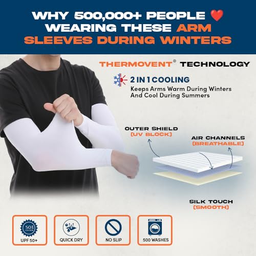 Image of ARMORAY Arm Sleeves for Men or Women - Compression Warmers to Cover Tattoo - for Basketball Golf Running Football Cycling or Sun Protection