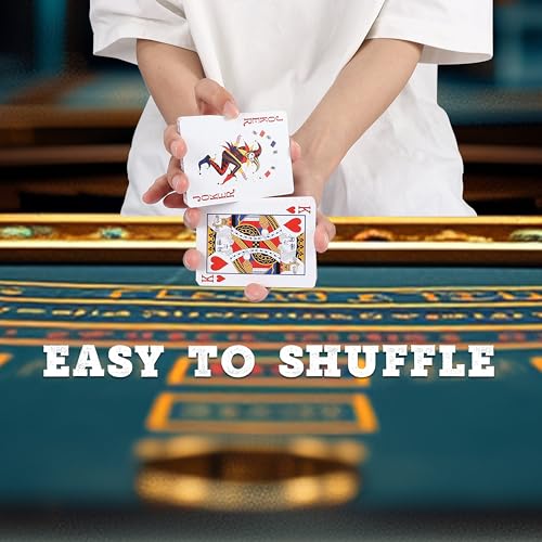 12er-Pack Standard-Spielkarten mit Kunststoffüberzug im Pokerformat – 6 rote und 6 Blaue Decks – Papier mit blauem Kern, Kasino-Qualität, Spielzeug-Geschenk für Familienspiele und Poker – Bild 5