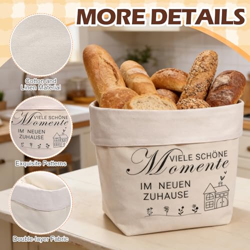 XiLayNeen Corbeille à Pain en Tissu Réutilisable,Sac à Pain Cadeau de Déménagement pour Nouvelle Maison,Cadeau de Pendaisson de Crémaillère,Panier à Pain pour Pain et Sel (Blanc) – vue 3