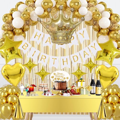 Golden Birthday Decorations Set - Gold Party Decorations with Ban...
