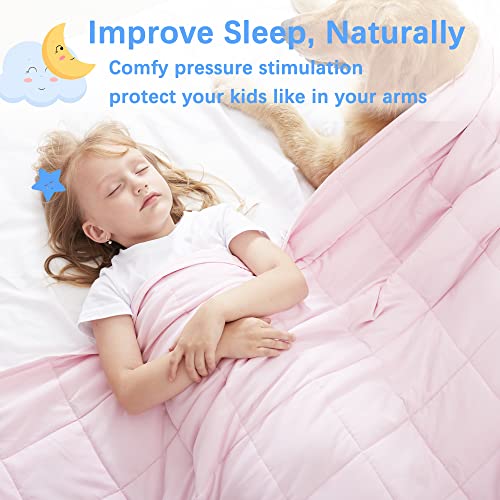 Rokduk Weighted Blanket Kids 3 Pound 36X48 In, 1800 Brushed Microfiber Breathable & Hypoallergenic Toddler Weighted Blanket With Non-Toxic Glass Beads, Small Heavy Blanket Throw Pink #TOP1