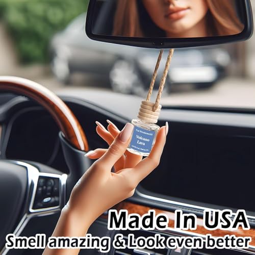 Image of C Classy Hanging Car Air Freshener 2 Pack, Voleano Lava Essential Oil Diffuser, Long-Lasting Fragrance, Cute Glass Bottle Car Accessories for Women & Men, Made in USA