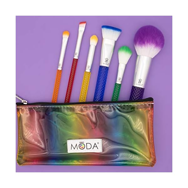 MODA-Royal-Langnickel-Make-up-Pinsel-Set-mit-Tasche-Regenbogenfarben-7-teilig-inkl-Puder-Kontur-Highlighter-Super-Crease-kleiner-Shader-und-Augenbrauen-Designer-Pinsel-mehrfarbig MODA Royal & Langnickel Make-up-Pinsel-Set mit Tasche, Regenbogenfarben, 7-teilig, inkl. Puder, Kontur, Highlighter…